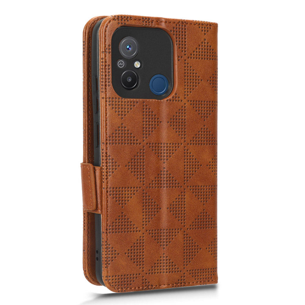 Cell Phone Case For Xiaomi Redmi 12C 4G 11A 4G PU Leather Imprinted Triangle Pattern Stand Protective Phone Cover Wallet Cell Phone Case For Xiaomi Redmi 12C 4G 11A 4G PU Leather Imprinted Triangle Pattern Stand Protective Phone Cover Wallet